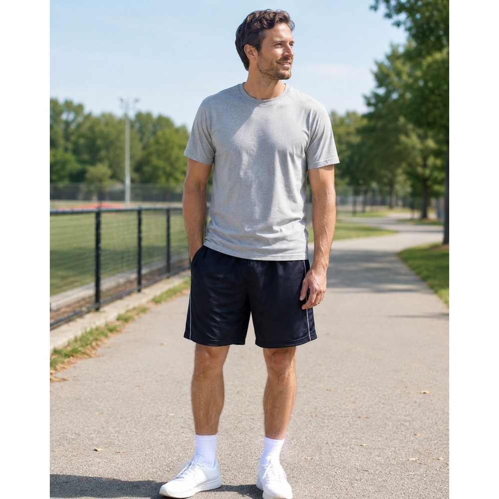 Reebok Men's 2XL Black Mesh Athletic Shorts 9.5" Inseam Drawstring Pockets
